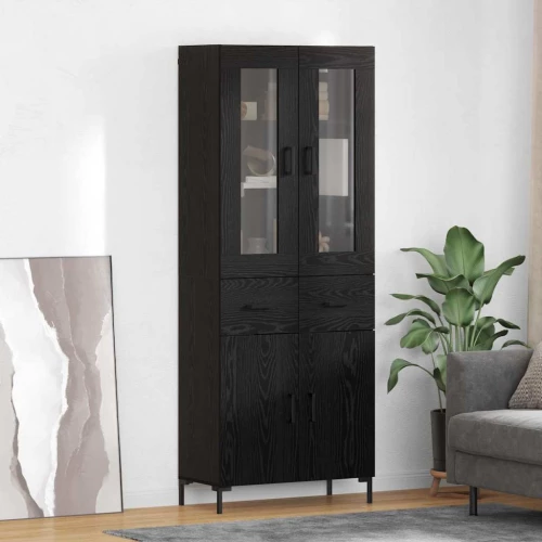 vidaXL Highboard Επιτοίχιο 2 pcs Μαύρη Οξυά 69,5 x 34 x 180 εκ.