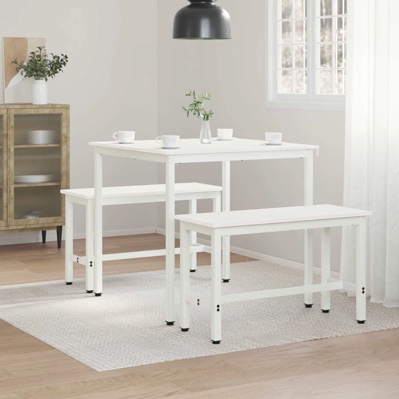 vidaXL Τραπεζαρία Λευκό 80 x 80 x 75 cm Στερεά ξυλεία πεύκου