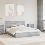 vidaXL Κρεβάτι Αποθήκης Γκρίζο Σονομα 160 x 200 cm Επεξεργασμένο ξύλο