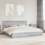 vidaXL Κρεβάτι Αποθήκης Γκρίζο Σονομα 200 x 200 cm Επεξεργασμένο ξύλο