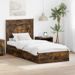 vidaXL Κρεβάτι Αποθήκης Καπνιστό Δρύς 100 x 200 cm Επεξεργασμένο ξύλο