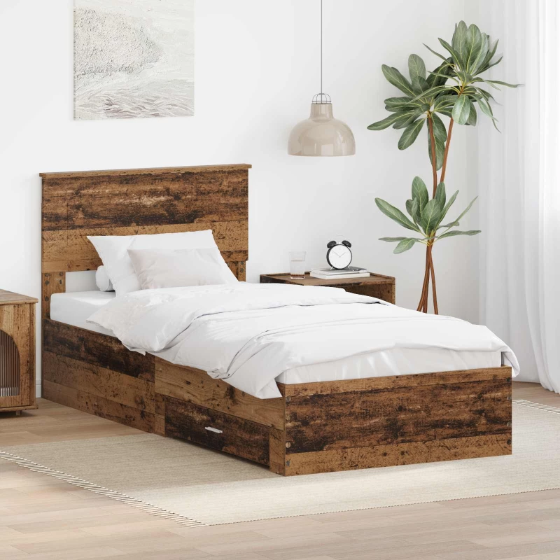 vidaXL Σκελετός Κρεβατιού Παλιό ξύλο 90 x 200 cm Επεξεργασμένο ξύλο