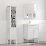 vidaXL Σετ Επίπλων Μπάνιου με ράφι 2 pcs Λευκό Στερεό ξύλο πεύκου