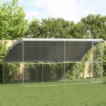 vidaXL Κλουβί Σκύλου με αποθήκευση 2 pcs Ασημί 4 x 2 x 2 m Ατσάλι