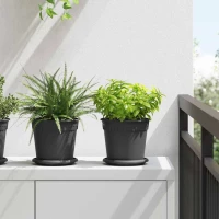 vidaXL Στρογγυλή Γλάστρα Λουλουδιών 24 pcs Μαύρο Ø 17 x 14 εκ Πλαστικό