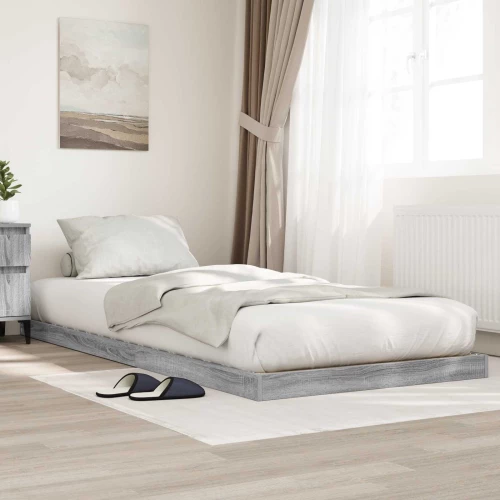 vidaXL Κρεβάτι δαπέδου Γκρίζο Σονομα 90 x 200 cm Επεξεργασμένο ξύλο