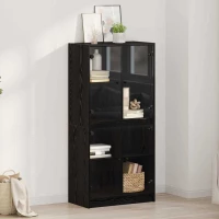 vidaXL Highboard Μαύρη Οξυά 68 x 37 x 142 εκ Επεξεργασμένο ξύλο