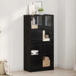 vidaXL Highboard Μαύρη Οξυά 68 x 37 x 142 εκ Επεξεργασμένο ξύλο