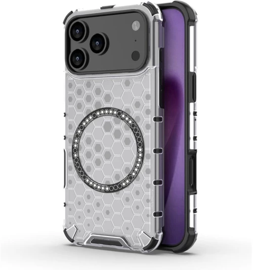 Θήκη iPhone 17 Pro Max Techsuit HoneyComb Shield Σκληρή Ημιδιάφανη με MagSafe - White (5949419290228)