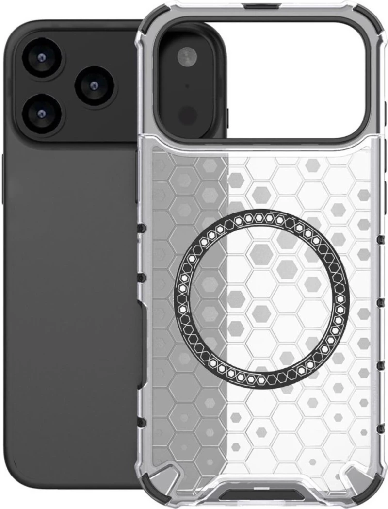 Θήκη iPhone 17 Pro Max Techsuit HoneyComb Shield Σκληρή Ημιδιάφανη με MagSafe - White (5949419290228)