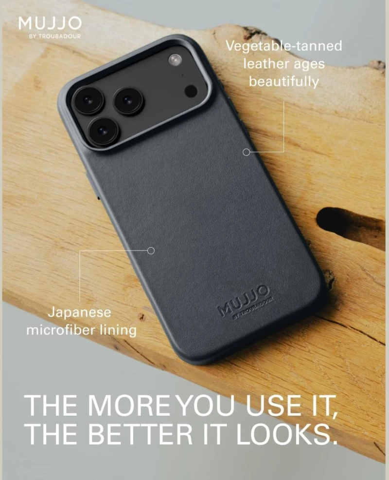 Θήκη iPhone 17 Pro Max MUJJO by Troubadour Full Leather Case Δερμάτινη με MagSafe - Basalt (MUJJO-CL-063-BS)