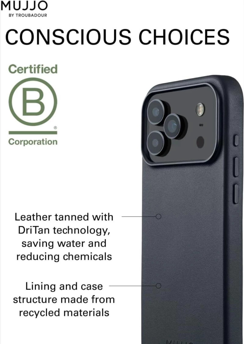 Θήκη iPhone 17 Pro Max MUJJO by Troubadour Full Leather Case Δερμάτινη με MagSafe - Basalt (MUJJO-CL-063-BS)