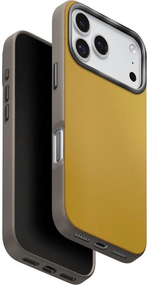 Θήκη iPhone 17 Pro Uniq Lyden Duo Series MagClick Ανθεκτική με MagSafe από Premium Vegan Δέρμα & Μεταλλικό Πλαίσιο Κάμερας - Canary Yellow / Flint Grey (UNIQ-IP6.3P(2025)-LDSCYELFGRY)