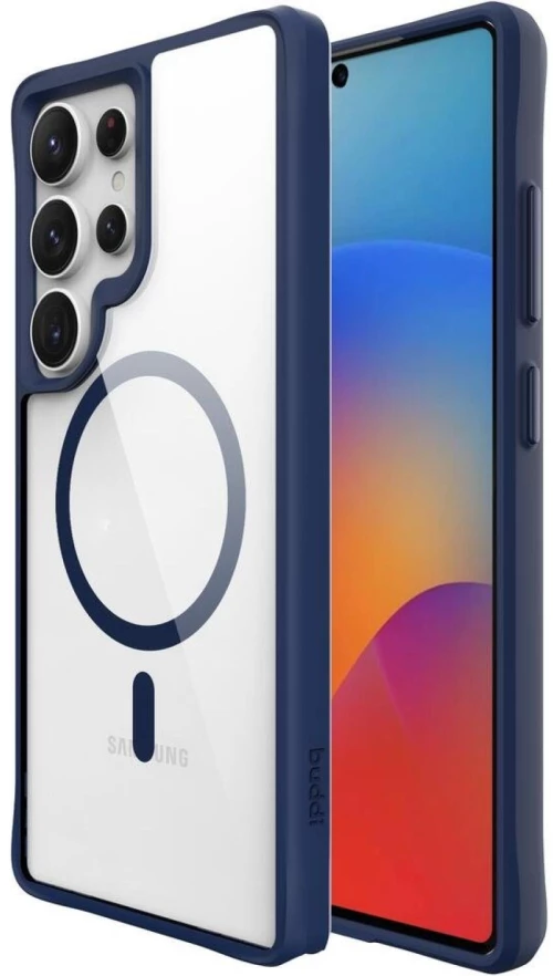 Θήκη Samsung Galaxy S25 Ultra Buddi Hybrid Σκληρή Διάφανη με MagSafe - Transparent / Blue (8719246493065)