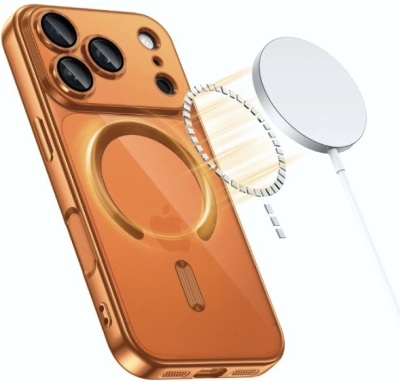 Θήκη iPhone 17 Pro Max Tech-Protect MagFlex Διάφανη Σιλικόνης με MagSafe - Shiny Cosmic Orange (5906302334629)