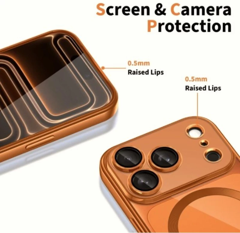 Θήκη iPhone 17 Pro Max Tech-Protect MagFlex Διάφανη Σιλικόνης με MagSafe - Shiny Cosmic Orange (5906302334629)