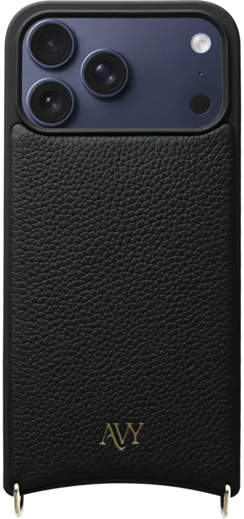 Θήκη iPhone 17 Pro Max Avy Case with Cord Hooks Δερμάτινη με MagSafe & Υποδοχές για Λουράκι - Leather Black (8719246502927)