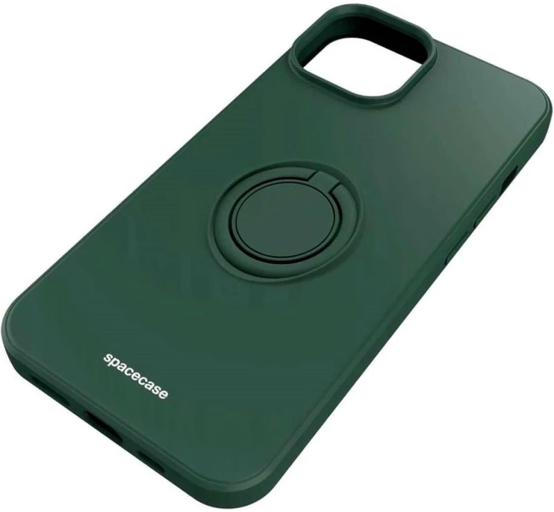 Θήκη iPhone 14 Spacecase Silicone Ring Σιλικόνης με Μεταλλικό Μαγνητικό Ring Holder - Dark Green (5905719013523)
