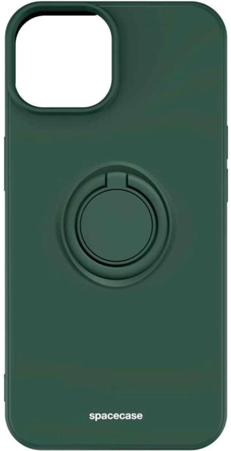 Θήκη iPhone 14 Spacecase Silicone Ring Σιλικόνης με Μεταλλικό Μαγνητικό Ring Holder - Dark Green (5905719013523)