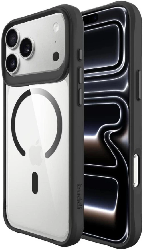 Θήκη iPhone 17 Pro Buddi Hybrid Σκληρή Διάφανη με MagSafe - Transparent / Black (8719246492464)