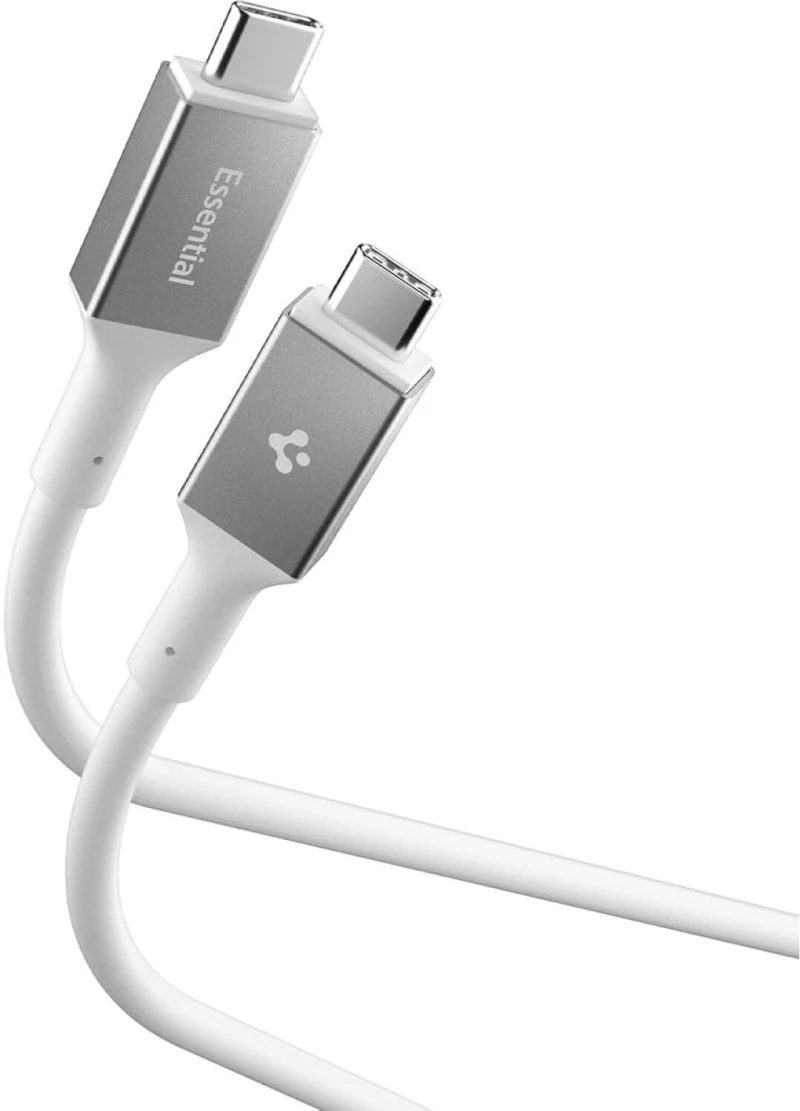 Καλώδιο Type-C Spigen Essential EB10010CC Φόρτισης 100W & Μεταφοράς Δεδομένων 5Gbps σε Type-C 100cm - White (ACA08774)