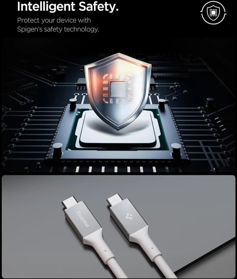 Καλώδιο Type-C Spigen Essential EB10010CC Φόρτισης 100W & Μεταφοράς Δεδομένων 5Gbps σε Type-C 100cm - White (ACA08774)