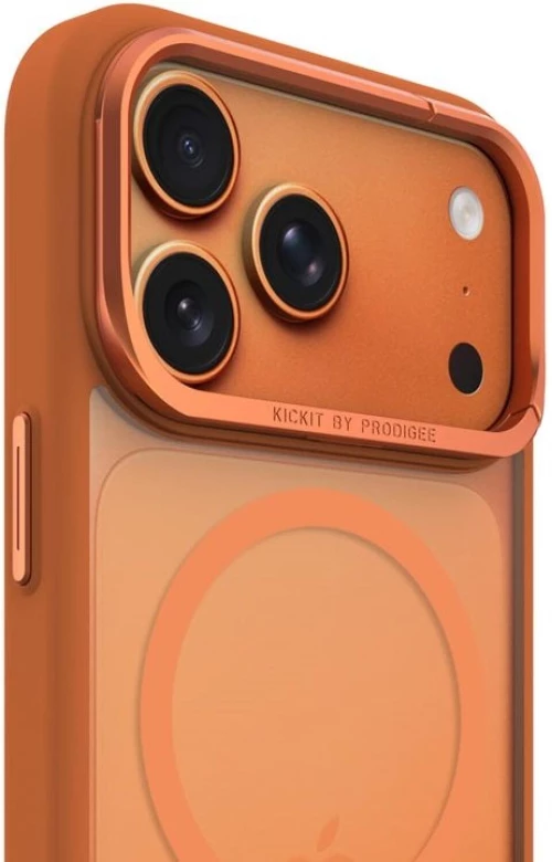 Θήκη iPhone 17 Pro Prodigee KickIt Διάφανη Ανθεκτική με MagSafe & KickStand - Orange (IPH17P-6.3-KICK-ORG)