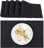 Σουπλά Relaxdays Set of 6 Rectangular Bamboo Placemats από Μπαμπού 45 x 30 cm 6 Τεμάχια - Black (10020505_46)