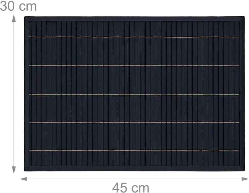 Σουπλά Relaxdays Set of 6 Rectangular Bamboo Placemats από Μπαμπού 45 x 30 cm 6 Τεμάχια - Black (10020505_46)