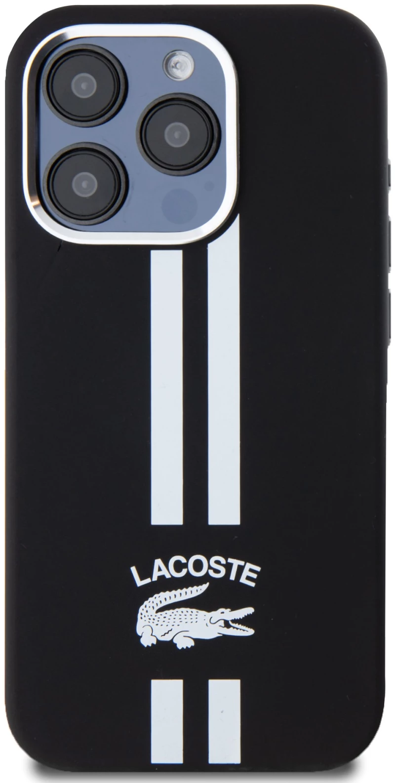 Lacoste Stripes Hard Case Θήκη προστασίας από Liquid σιλικόνη για iPhone 15 Pro Μαύρο