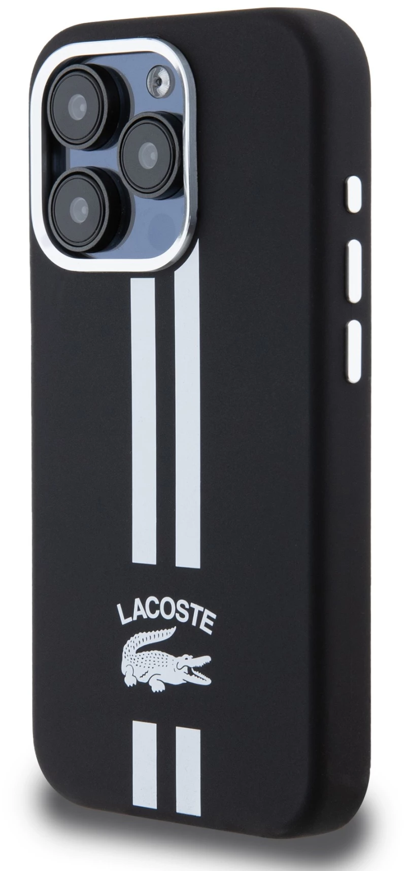 Lacoste Stripes Hard Case Θήκη προστασίας από Liquid σιλικόνη για iPhone 15 Pro Μαύρο