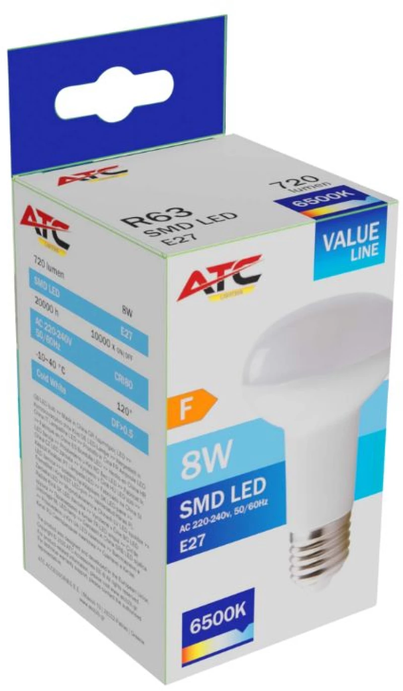 ATC SMD Λαμπτήρας LED Spot R63 230V 8W/720LM E27 6500K