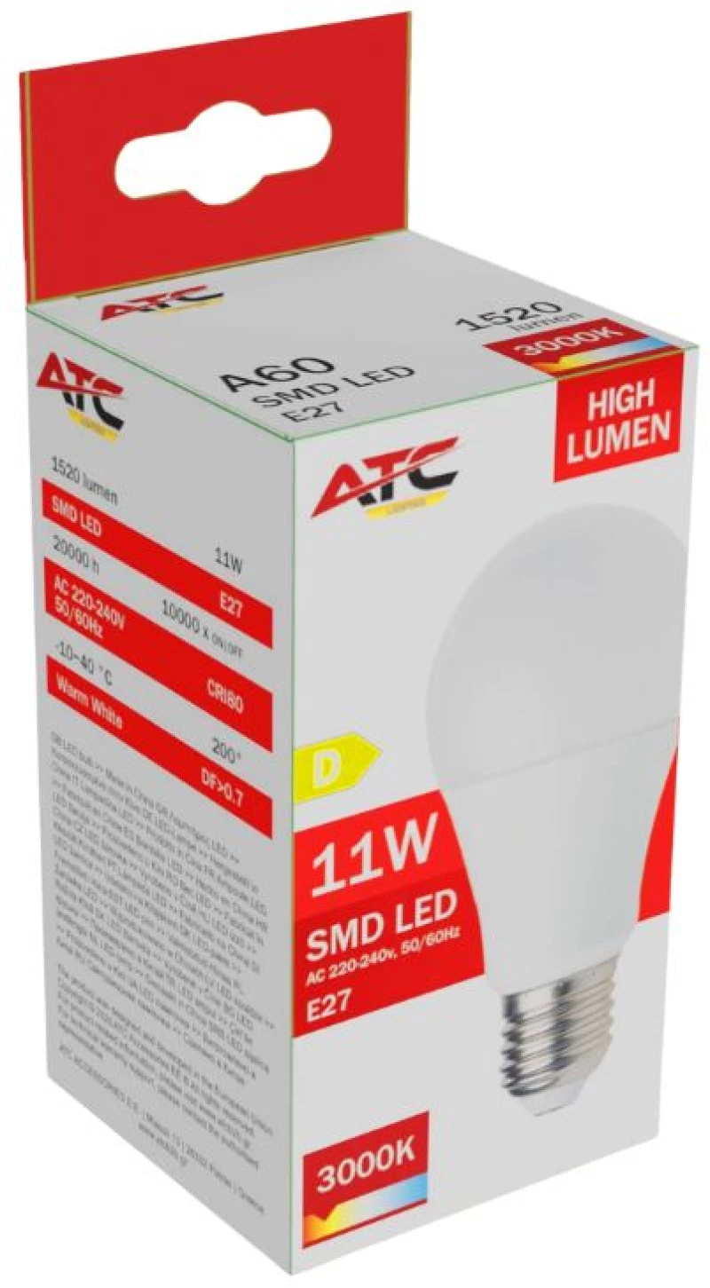 ATC SMD LED High Lumen Λαμπτήρας A60 230V 11W/1520LM E27 3000K