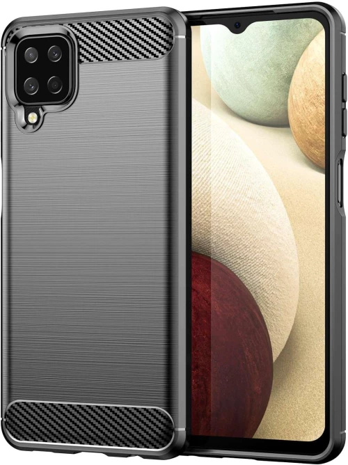 Θήκη TPU Σιλικόνης Carbon Fiber Style για Samsung Galaxy A12 / M12 - Μαύρο