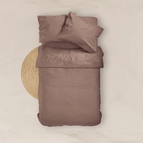 Σεντόνι King Size (180x200+40) Με Λάστιχο Solid Καφέ βαμβακερό Borea