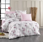 Σετ Σεντόνια Μονά 3τμχ (160x240) Μελίνα 709 White-Lilac βαμβακερά DimCol