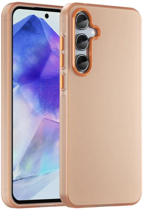 Θήκη τηλεφώνου υβριδική TPU PC με πλήρη κάλυψη, παγωμένη ημιδιαφανή για Samsung Galaxy A55 5G (Πορτοκαλί)