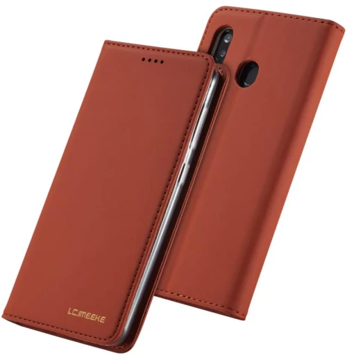 Για Galaxy A20 / A30 LC. IMEEKE LC-002 Series Skin Hand Feeling PU + TPU Οριζόντια Flip δερμάτινη θήκη με θήκη & υποδοχή για κάρτες & πορτοφόλι (Καφέ)