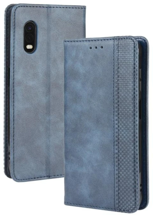 Θήκη δέρματος οριζόντιας αναδίπλωσης για Galaxy Xcover Pro με μαγνητικό κούμπωμα, υφή Crazy Horse retro, με βάση στήριξης & υποδοχές καρτών & κορνίζα φωτογραφιών (Μπλε)