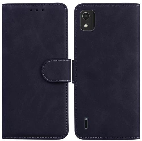 Για το Nokia C2 2nd Edition Skin Feel Pure Color Flip δερμάτινη θήκη τηλεφώνου (Μαύρο)