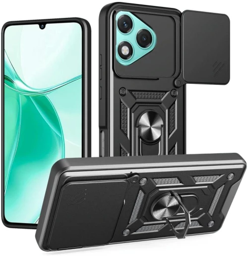 Θήκη κινητού τηλεφώνου For Honor 400 Lite με σχεδιασμό ολισθαίνουσας κάλυψης κάμερας, TPU+PC (Μαύρο)