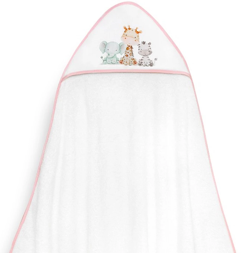 Interbaby Jirafa Elefante Μπουρνούζι Κάπα & Σαλιάρα White-Pink