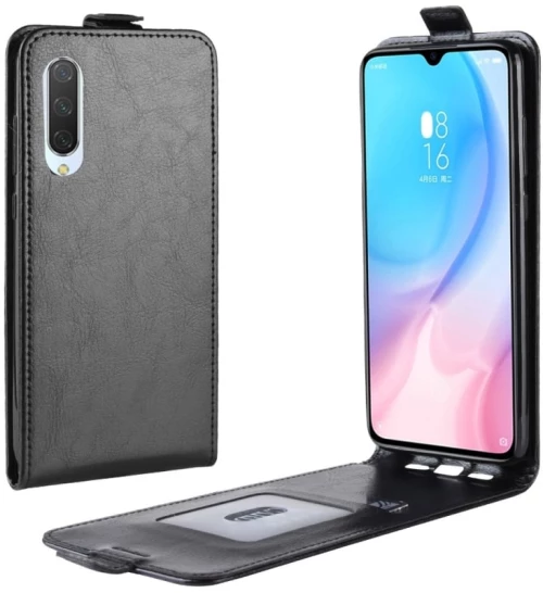 Θήκη Crazy Horse με κάθετη αναδίπλωση από δέρμα για Xiaomi MI CC9 (Μαύρο)