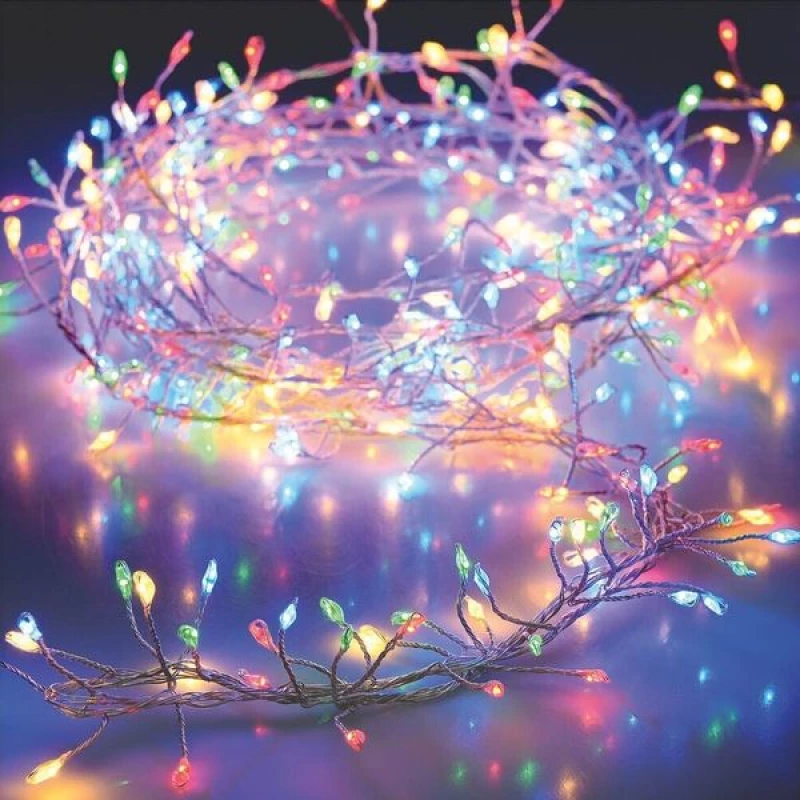 Epam Σειρά Cluster - Φοίνικας 100 LED Πολύχρωμα 1m Με 8 Προγράμματα Ασημί Σύρμα Μπαταρίας CLUSTER-100M