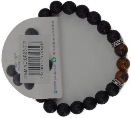 Ανδρικό Βραχιόλι λάβας  με μάτι τίγρη κ.BR23-212