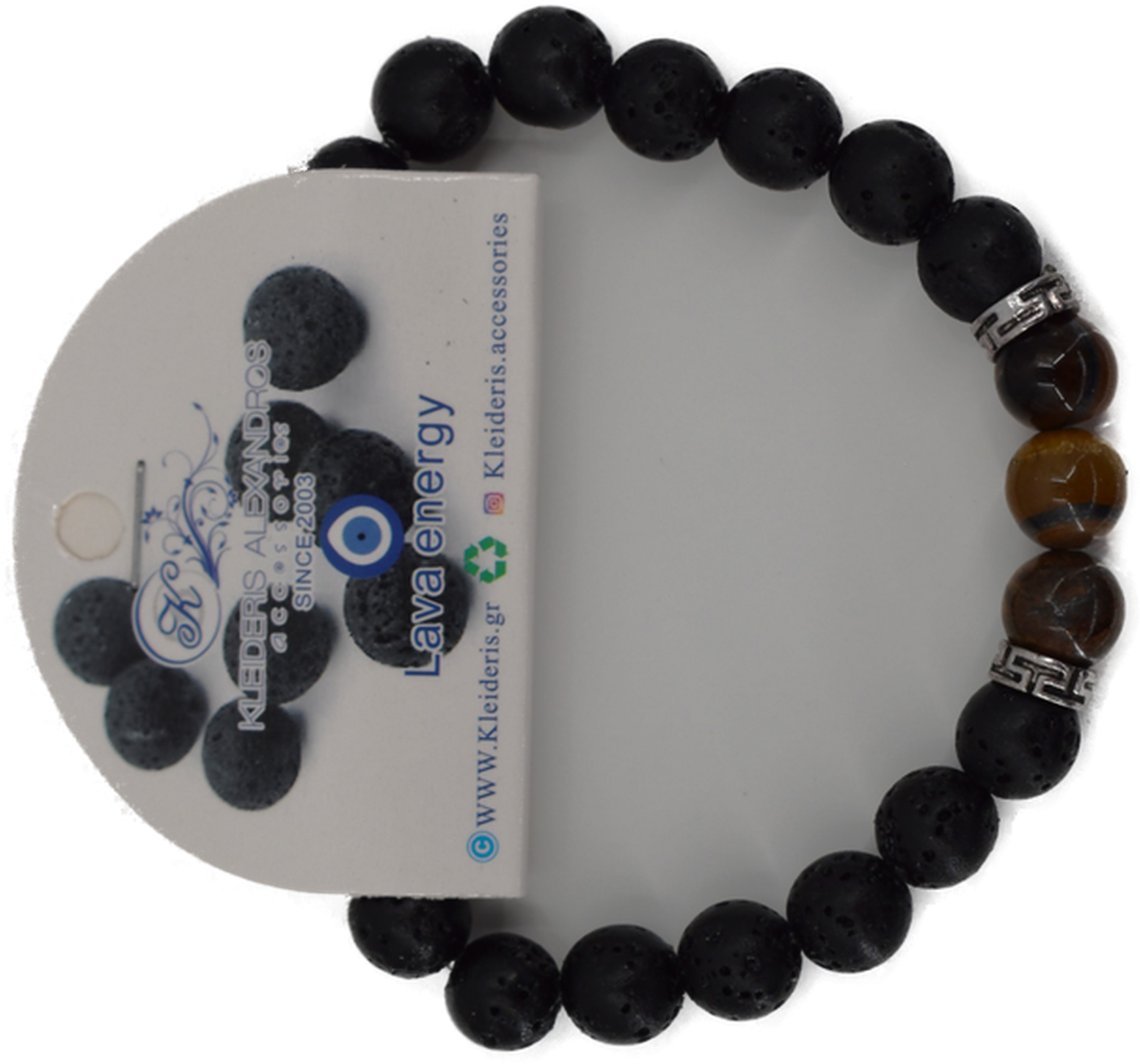 Ανδρικό Βραχιόλι λάβας  με μάτι τίγρη κ.BR23-212