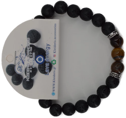 Ανδρικό Βραχιόλι λάβας  με μάτι τίγρη κ.BR23-212