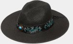 Kαπέλο Interhat Μαύρος Παναμάς με Boho Λεπτομέρειες Κωδικός Προϊόντος: ΡΝΜ06