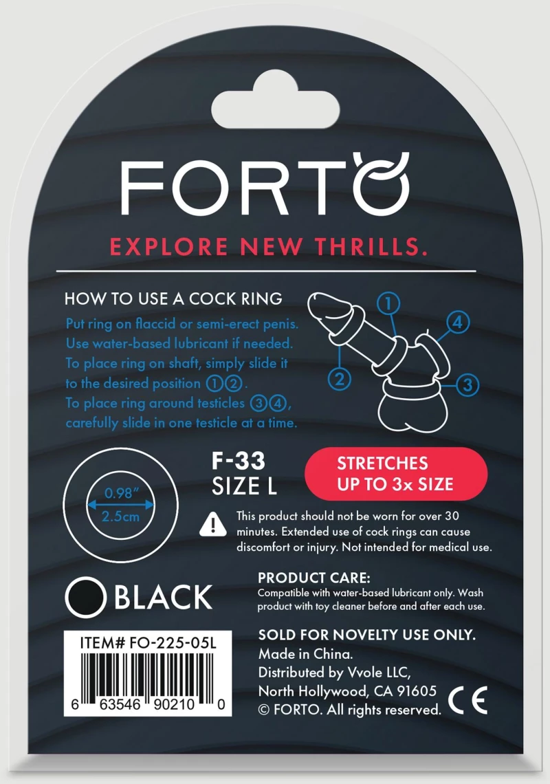 Δαχτυλίδι Πέους Σιλικόνης Forto F-33 25 mm Silicone Large Cock Ring - Μαύρο