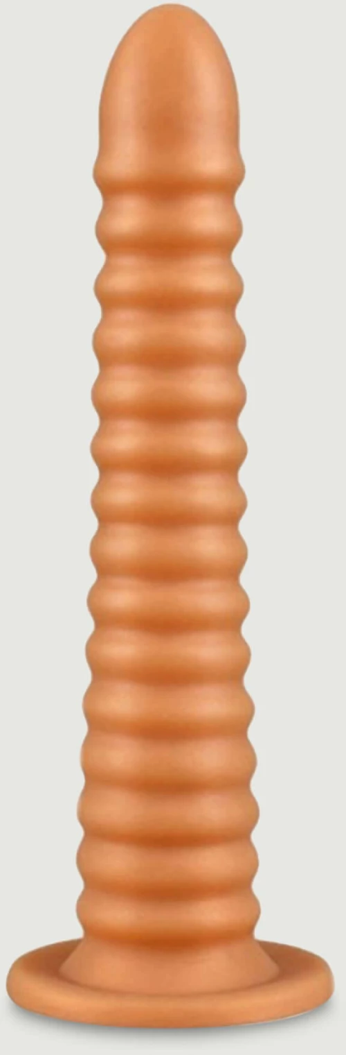 XL Dildo Σιλικόνης με Ραβδώσεις & Βεντούζα Extra Large Bombyx Silicone Dildo with Ribs & Suction Cup 27 x 5 cm - Χρυσό